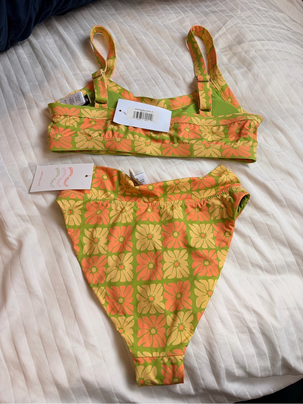 Dippin' Daisy's Green & Orange Checkered High-Waist Bikini Set - Picture 4 of 5